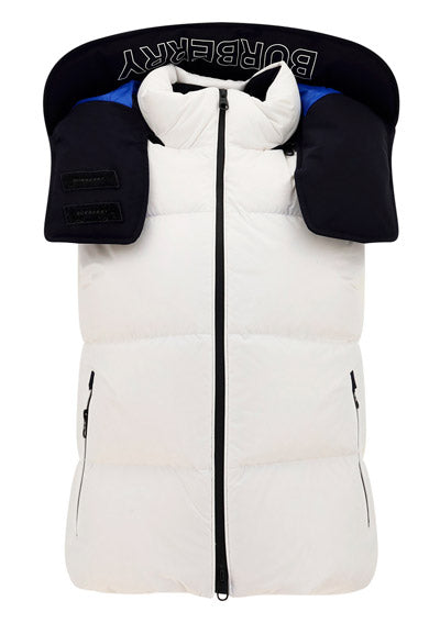 Detachable Hood Two-tone Nylon Puffer Gilet - Optic White