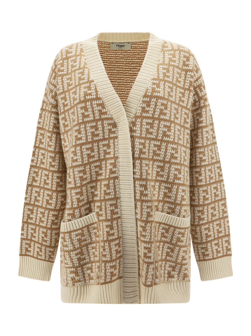 Ff Crocheted Cashmere Cardigan - Beige