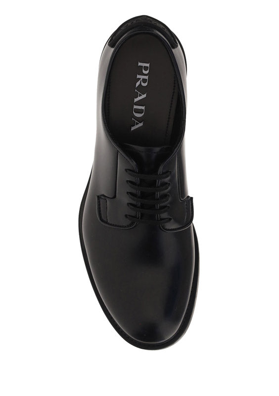 Brushed Leather Lace-ups - Black