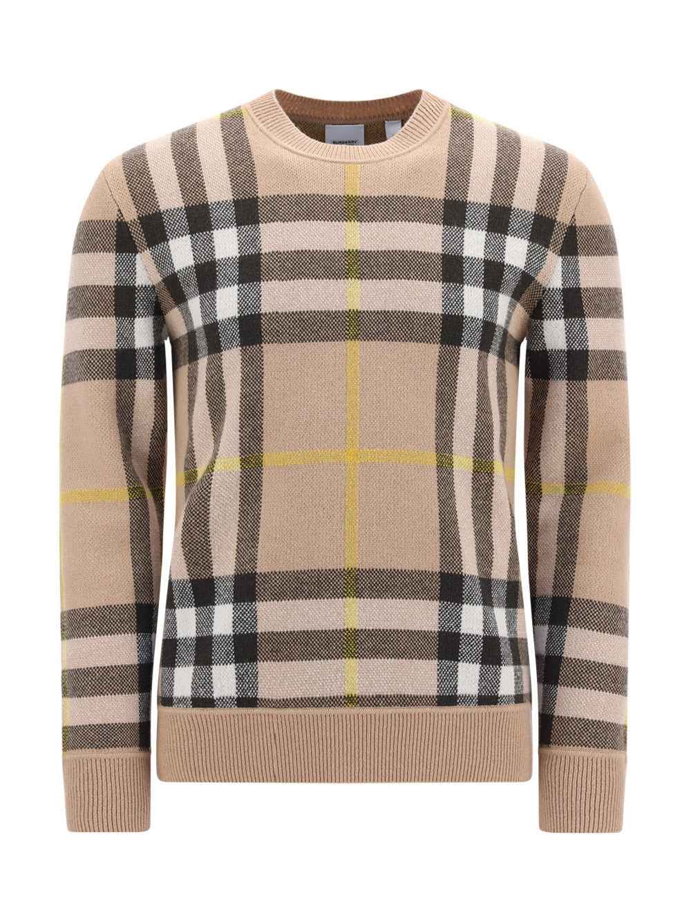 Check Cashmere Jacquard Sweater - Truffle