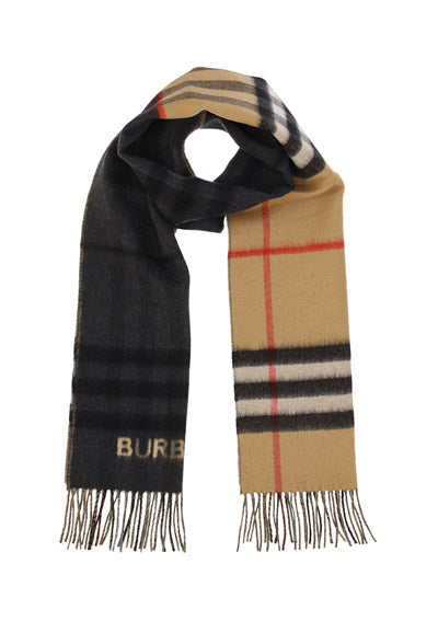 Contrast Check Cashmere Scarf - Archive Beige / Black