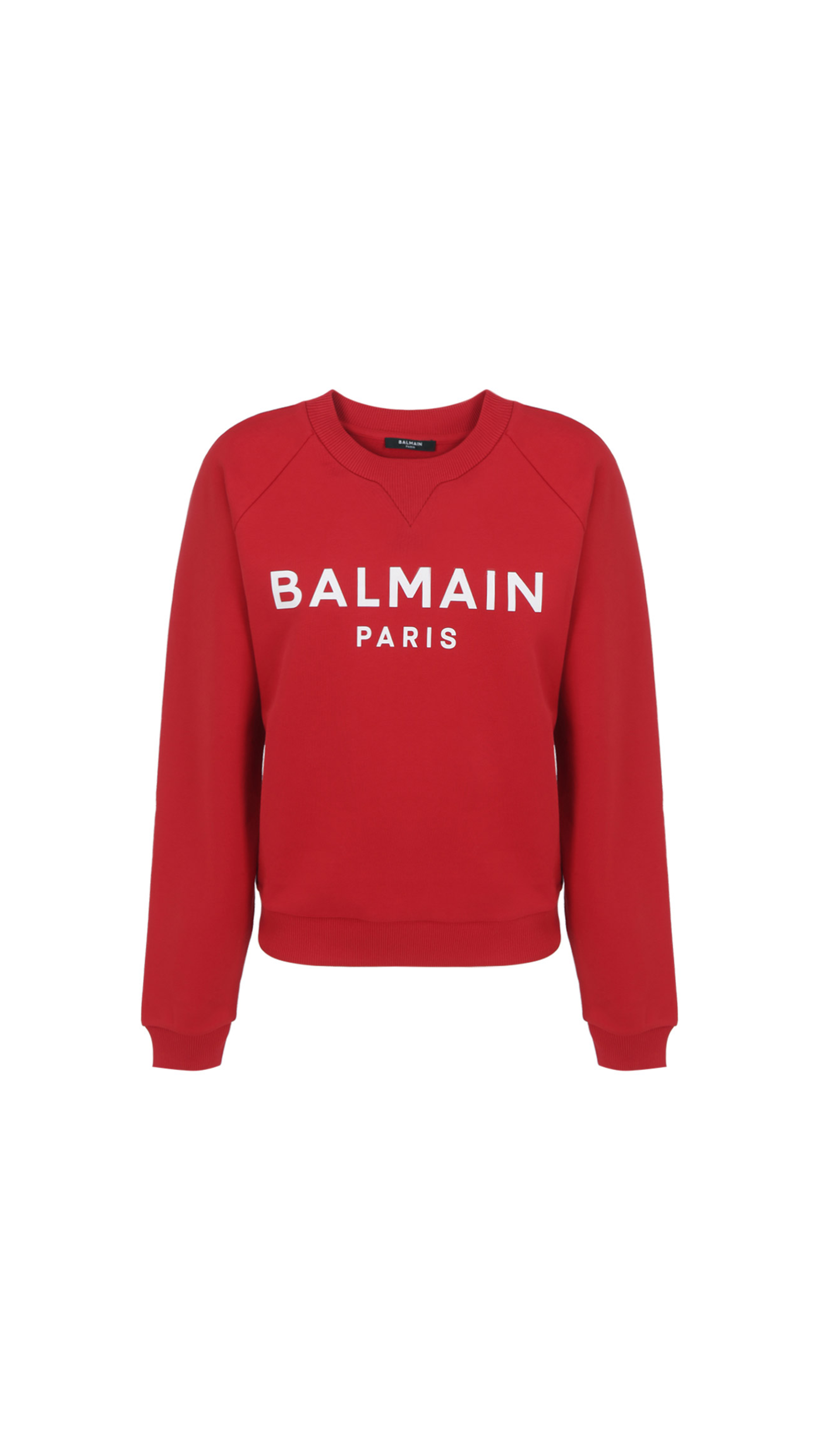 Cotton Sweatshirt with Logo Print - Red