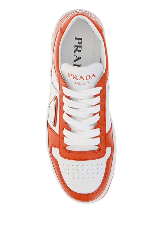 Downtown Leather Sneakers - Orange / White.