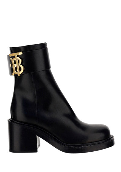 Monogram Motif Leather Block-heel Boots - Black