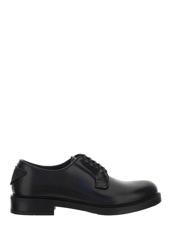 Brushed Leather Lace-ups - Black