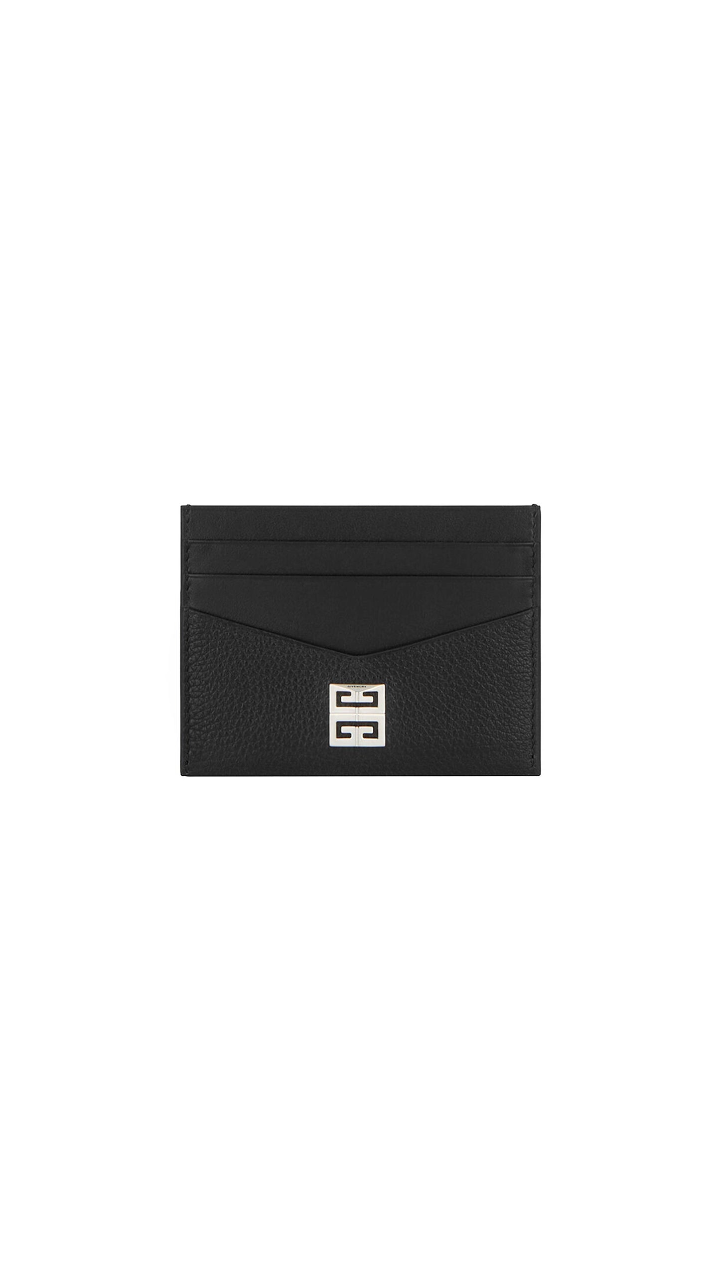 Card Holder In Grained Leather - Black