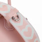 Small Antigona Bag In Leather With Tag Effect Heart Print - Pink