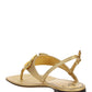 VLogo Signature Flat Thong Sandal in Grainy Calfskin - gold