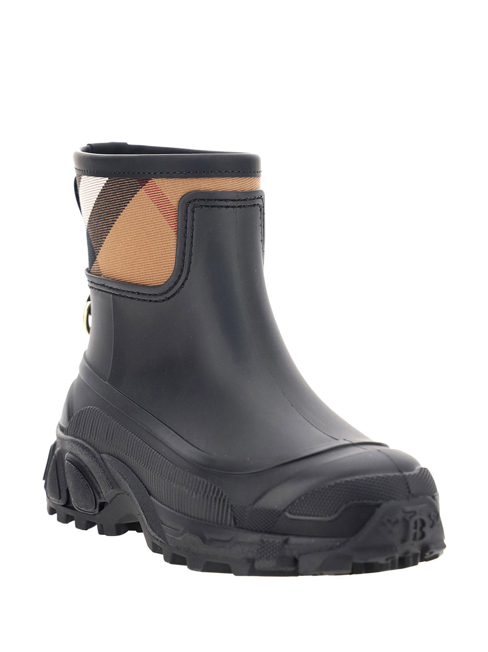 House Check Panel Rain Boots - Black