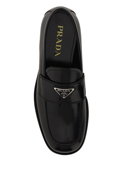 Brushed Leather Loafers - Black