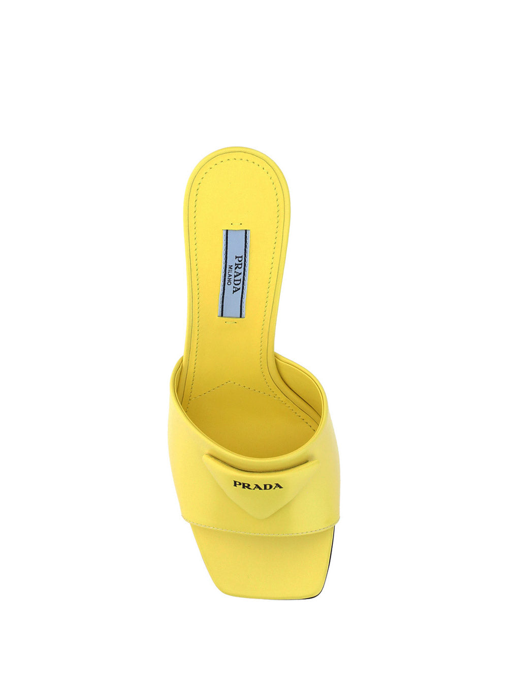 Brushed Leather Heeled Slides - Yellow