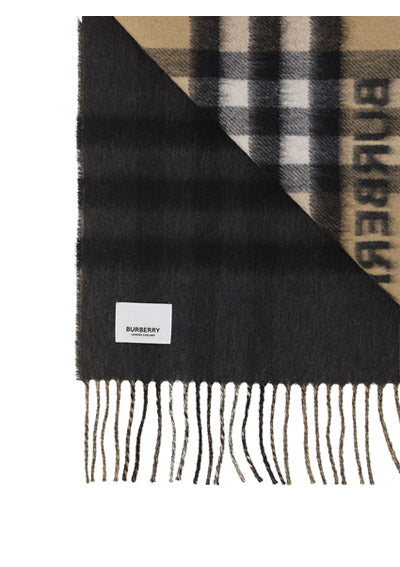 Contrast Check Cashmere Scarf - Archive Beige / Black