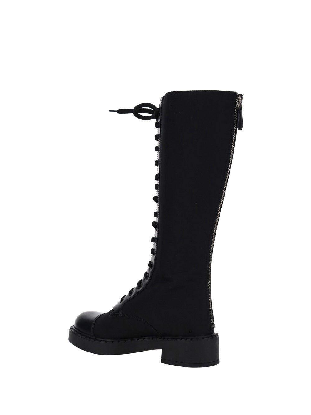 Brushed Leather and Re-Nylon Boots - Black