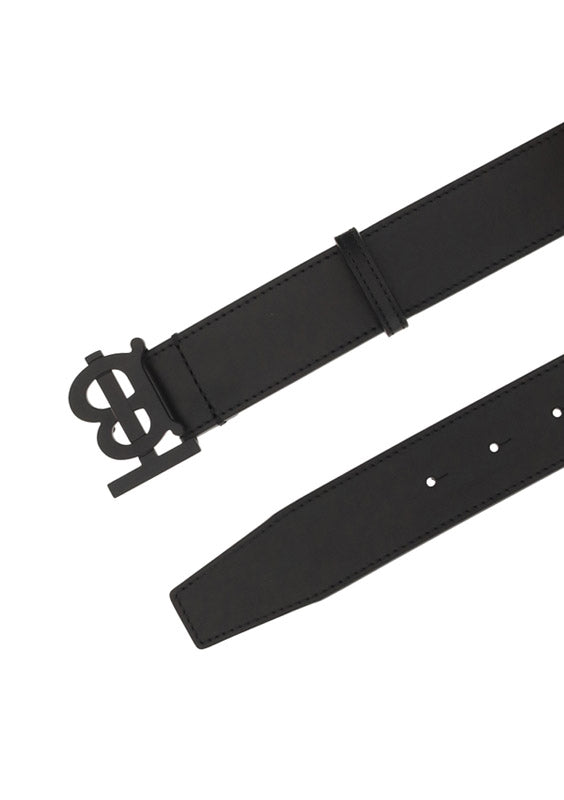 Monogram Motif Leather Belt - Black