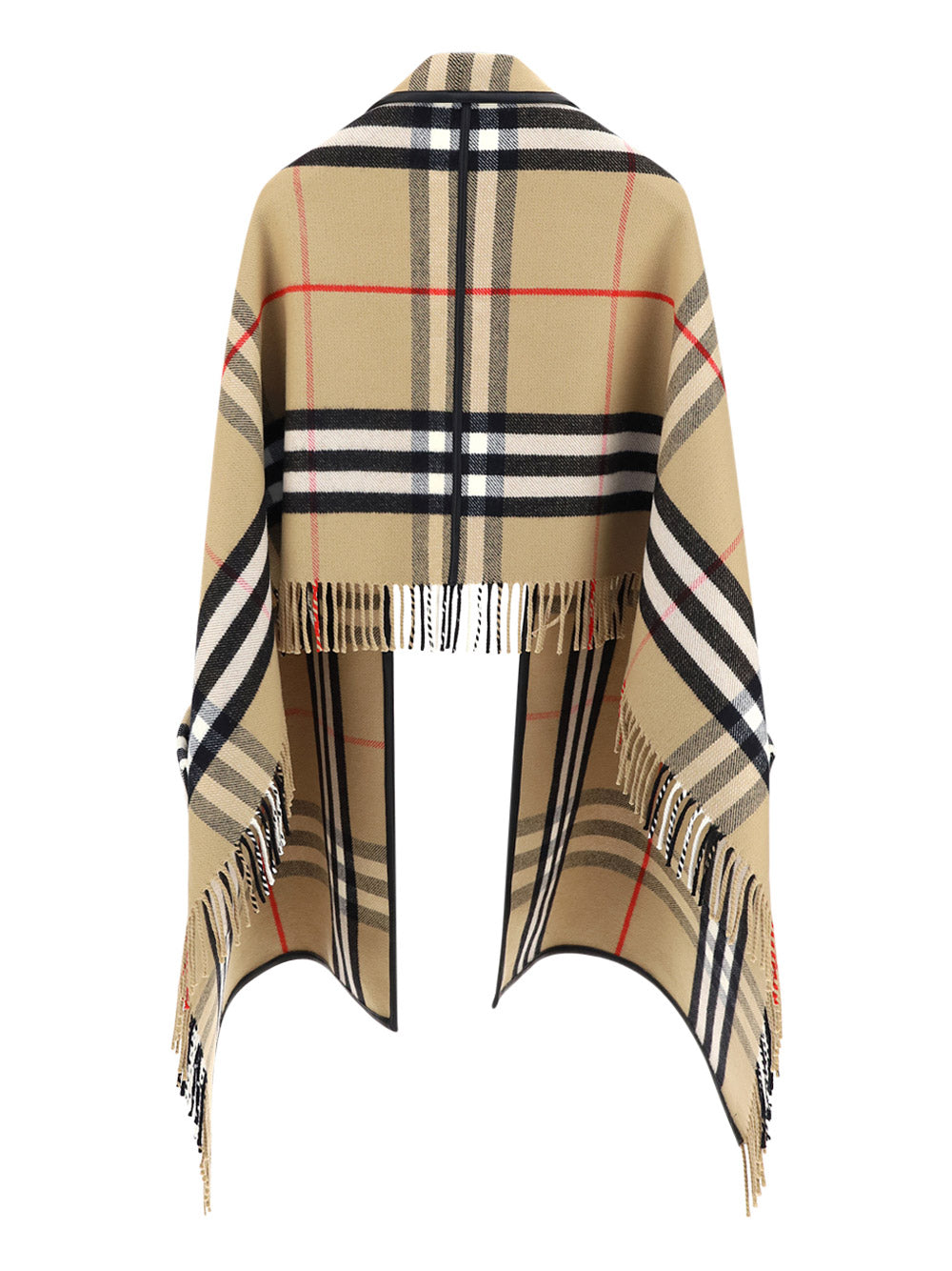 Check Wool Cashmere Cape - Archive Beige