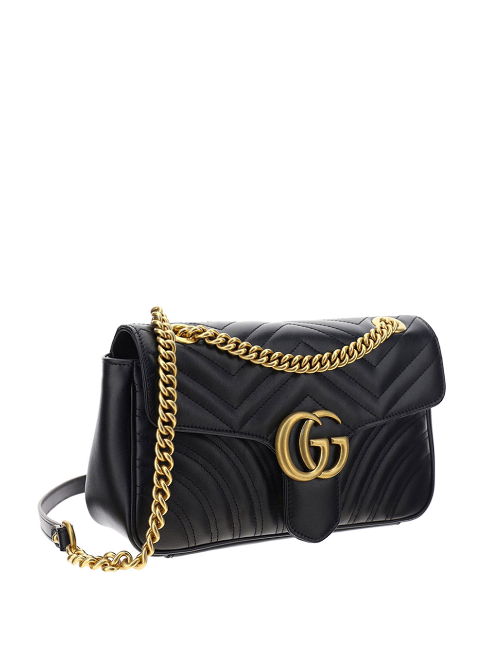 GUCCI Gg Marmont Small Leather Shoulder Bag Black