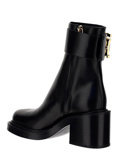 Monogram Motif Leather Block-heel Boots - Black