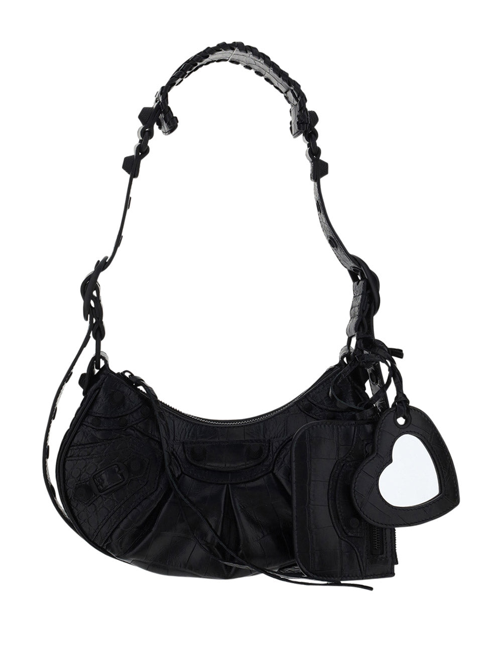 Le Cagole XS Bag in Crocodile Leather - Black