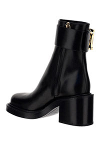 Monogram Motif Leather Block-heel Boots - Black