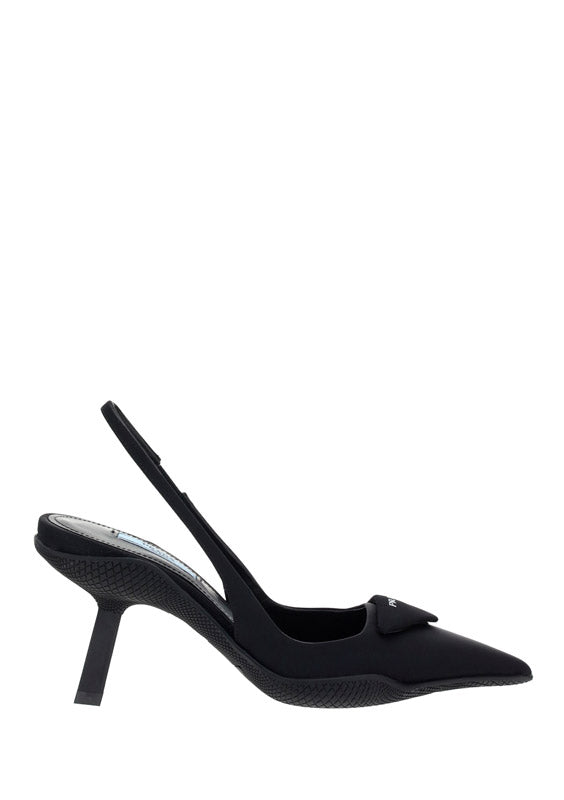 Re-Nylon Slingback Pumps - Black