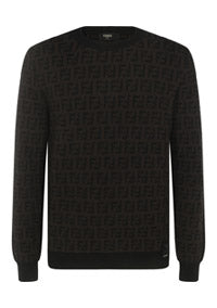 Monogram Wool Pullover - Black Brown