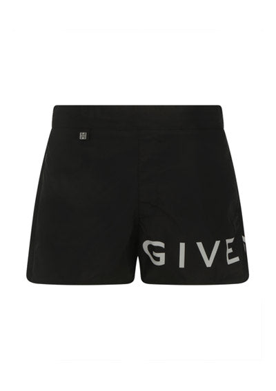 Straight-Leg Short-Length Logo-Print Swim Shorts - Black