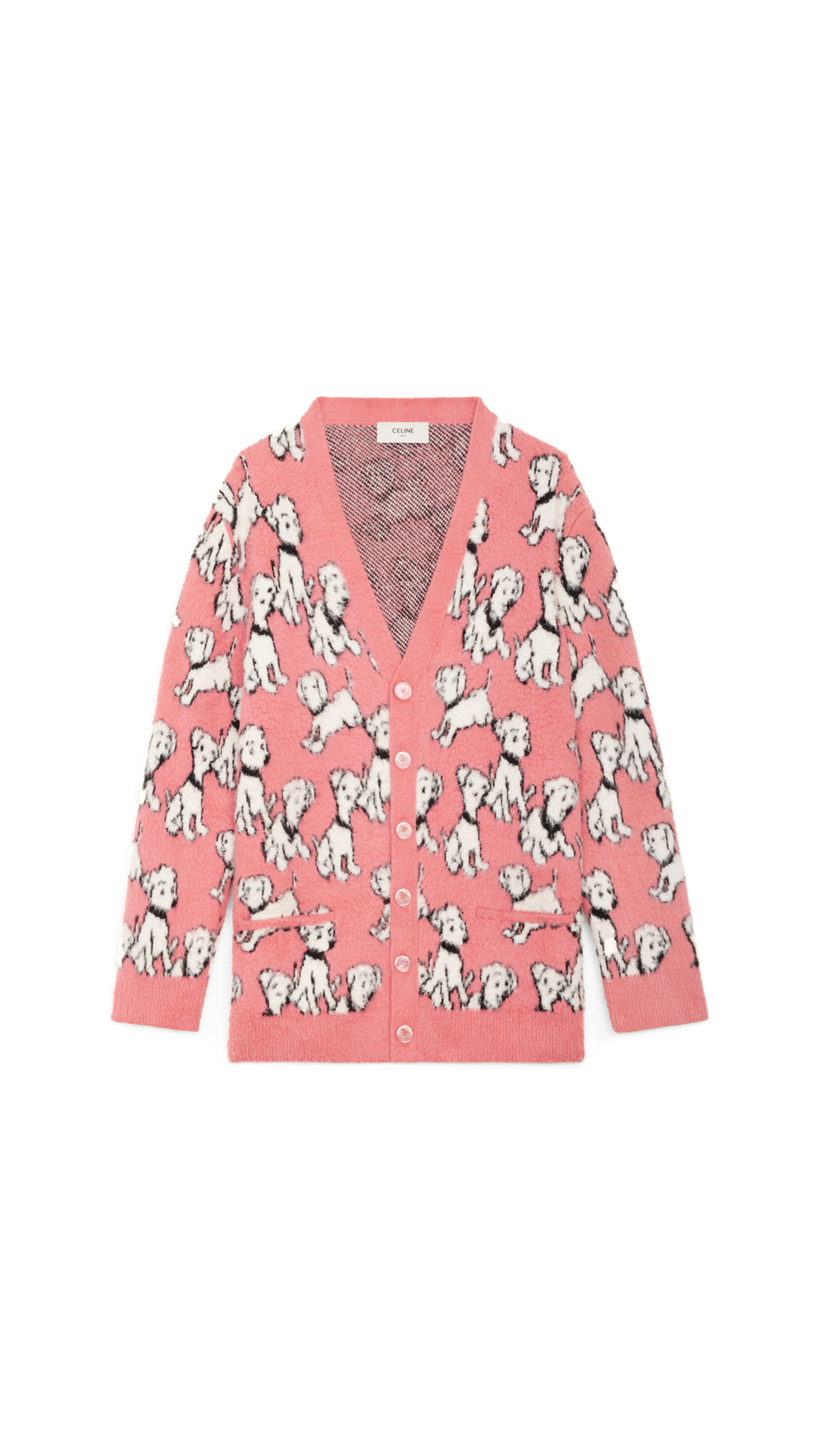 Artist Jacquard Cardigan In Brushed Cotton - Bright Pink