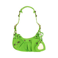 Le Cagole XS Shoulder Bag Crocodile Embossed - Bright Green.