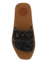 Woody Lace Mule Sandals - Black