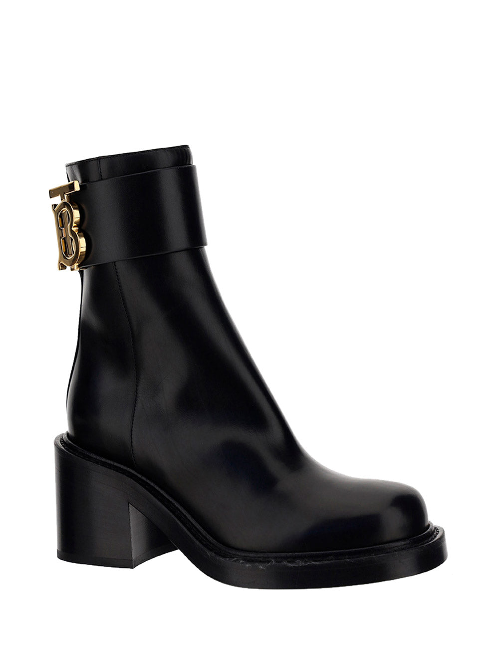 Monogram Motif Leather Block-heel Boots - Black