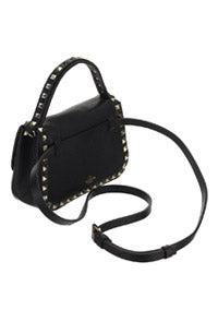 Small Rockstud Grainy Calfskin Handbag - Black