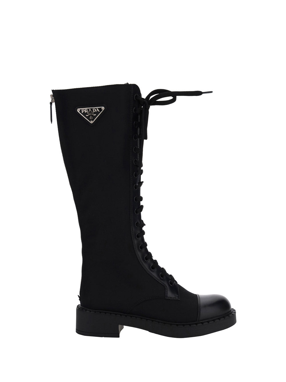 Brushed Leather and Re-Nylon Boots - Black