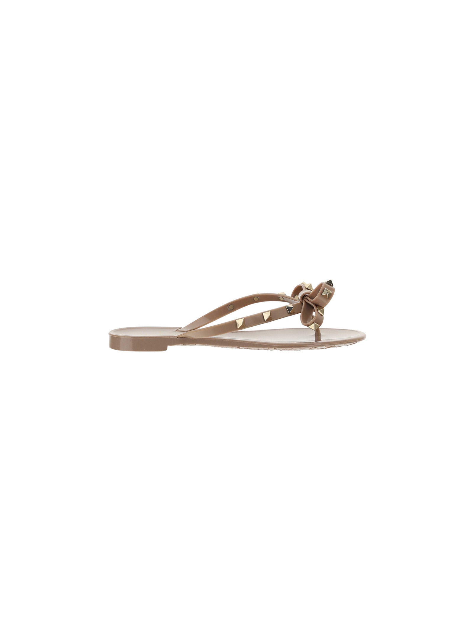 Rubber Rockstud Thong Sandals - Beige