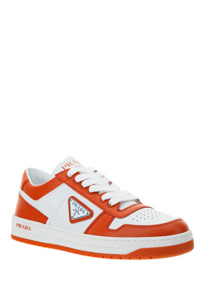 Downtown Leather Sneakers - Orange / White.