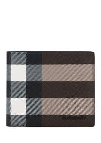 Exaggerated Check and Leather Bifold Wallet - Dark Birch Brown