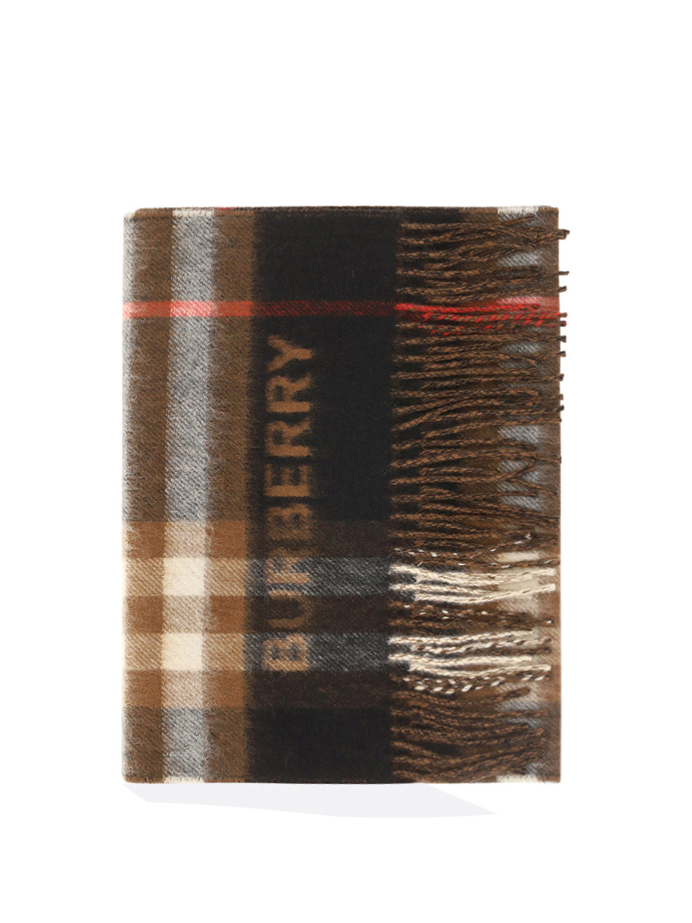 Contrast Check Cashmere Scarf - Dark Birch Brown/Black