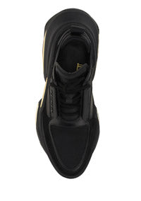 Black Leather and Suede B Bold Low-top Sneakers - Black