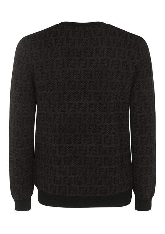 Monogram Wool Pullover - Black Brown