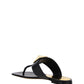 One Stud Calfskin Flat Thong Sandal - Black