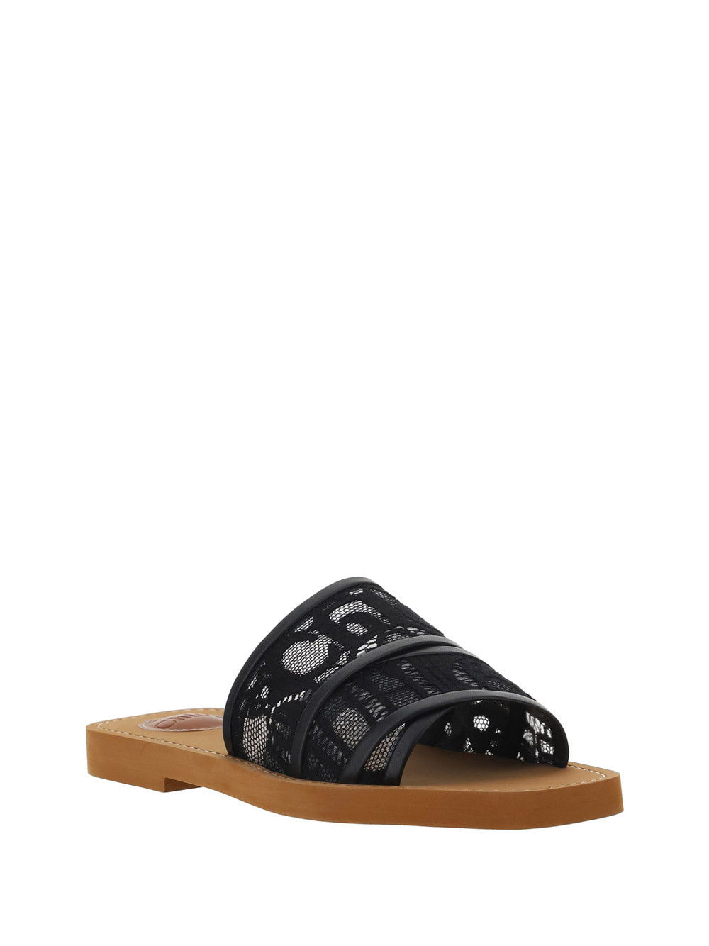 Woody Lace Mule Sandals - Black