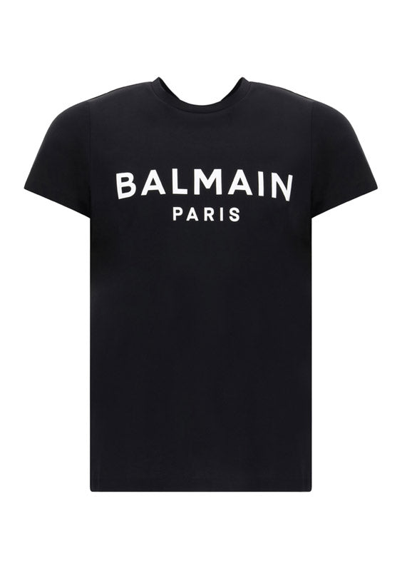 Cotton printed Balmain Paris logo T-shirt - Black