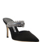 Lutara Satin Crystal Embellished Mules - Black