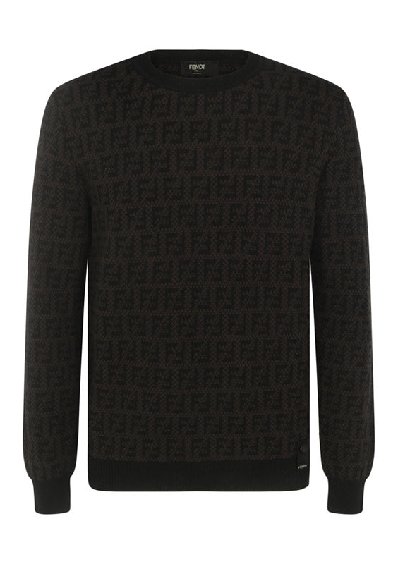 Monogram Wool Pullover - Black Brown