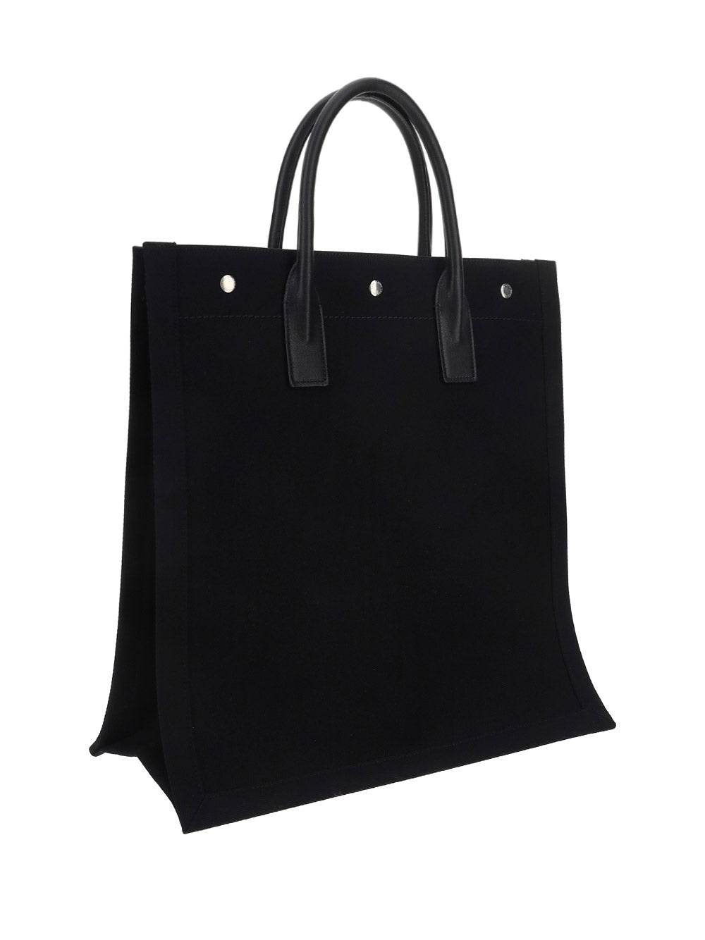Rive Gauche N/S Tote Bag In Printed Canvas And Leather - Black