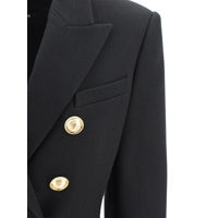 Blazer With Double-Breasted Gold-Tone Buttoned Closure - Black