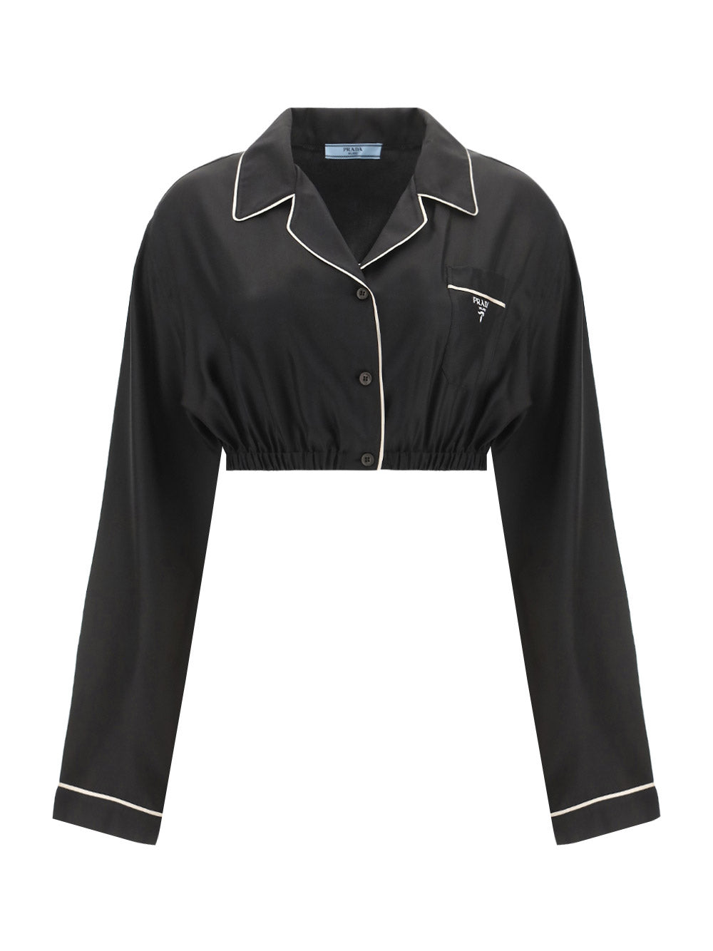 Silk Cropped Shirt - Black