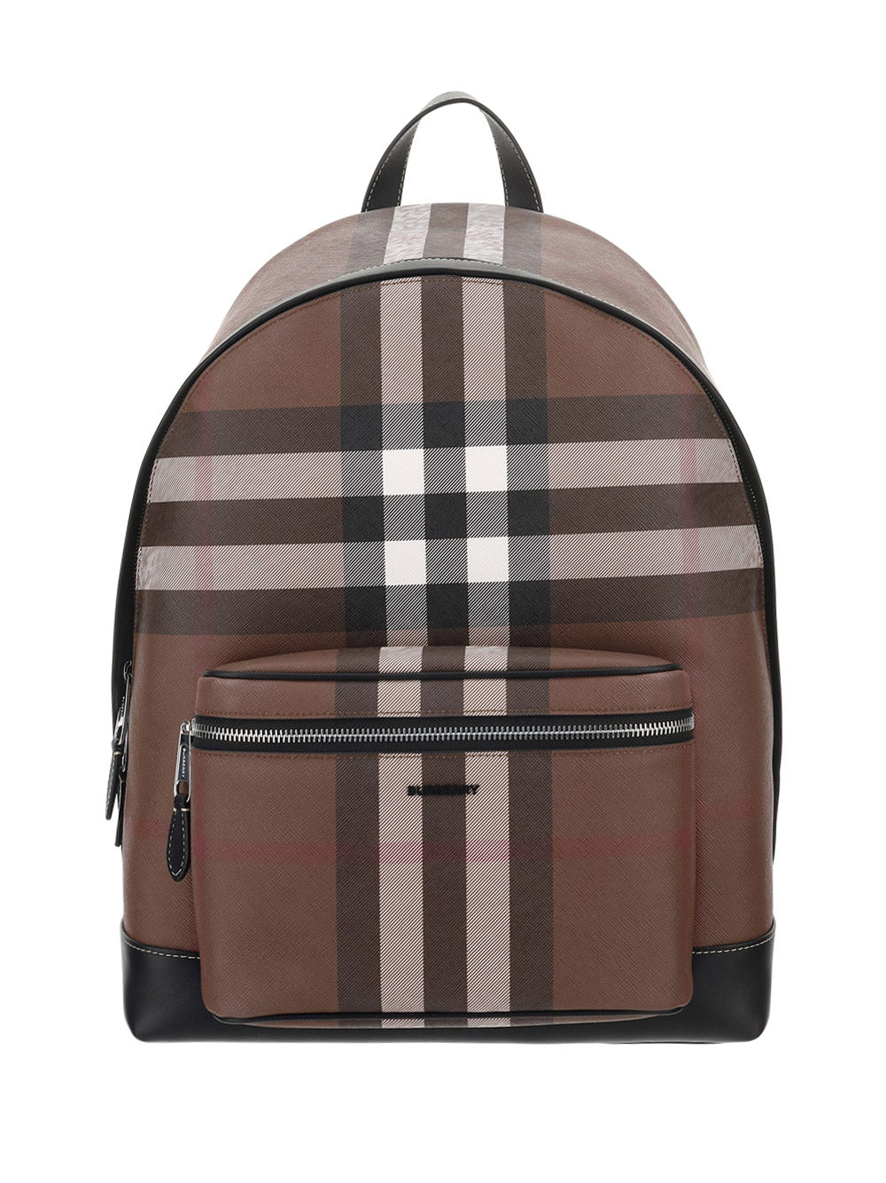 Check and Leather Backpack - Dark Birch Brown