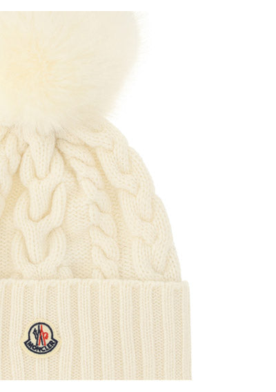 Beanie With Pom Pom - White.