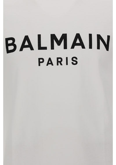 Cotton Printed Balmain Paris Logo T-shirt - White