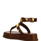Roman Stud Calfskin Flatform Sandal 40mm - Brown
